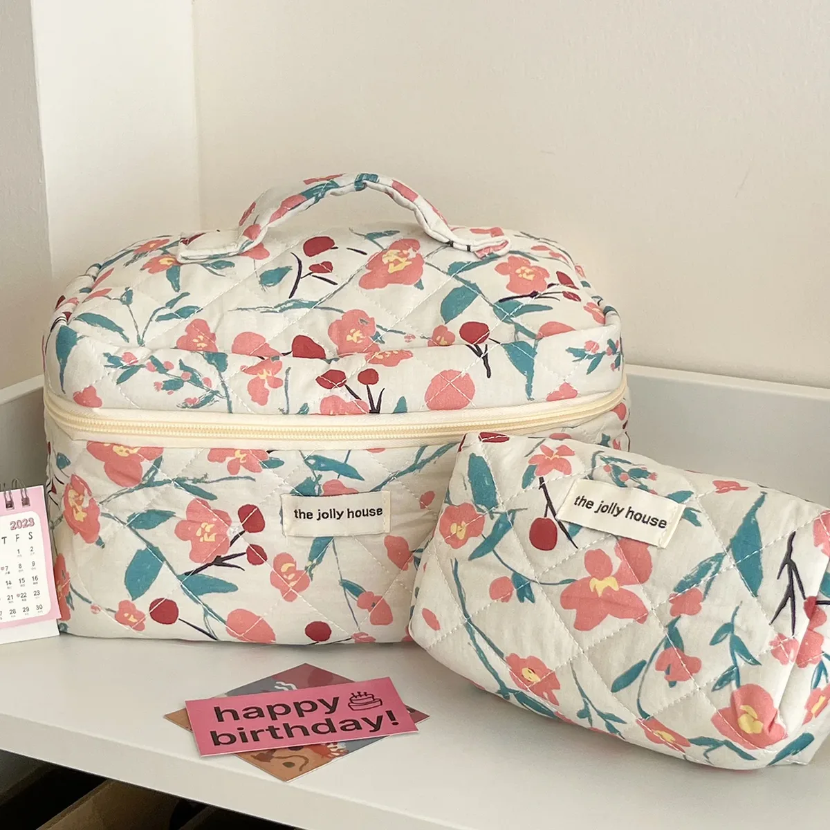 1 pièce/ensemble sac de maquillage imprimé fleur rose organisateur de voyage premium sac cosmétique sac de maquillage pochette trousse de soins de la peau trousse de toilette