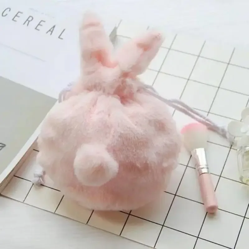 sac à cordon avec oreilles de lapin, pochette de rangement, organisateur de cosmétiques portable et mignon pour les voyages et les fournitures domestiques