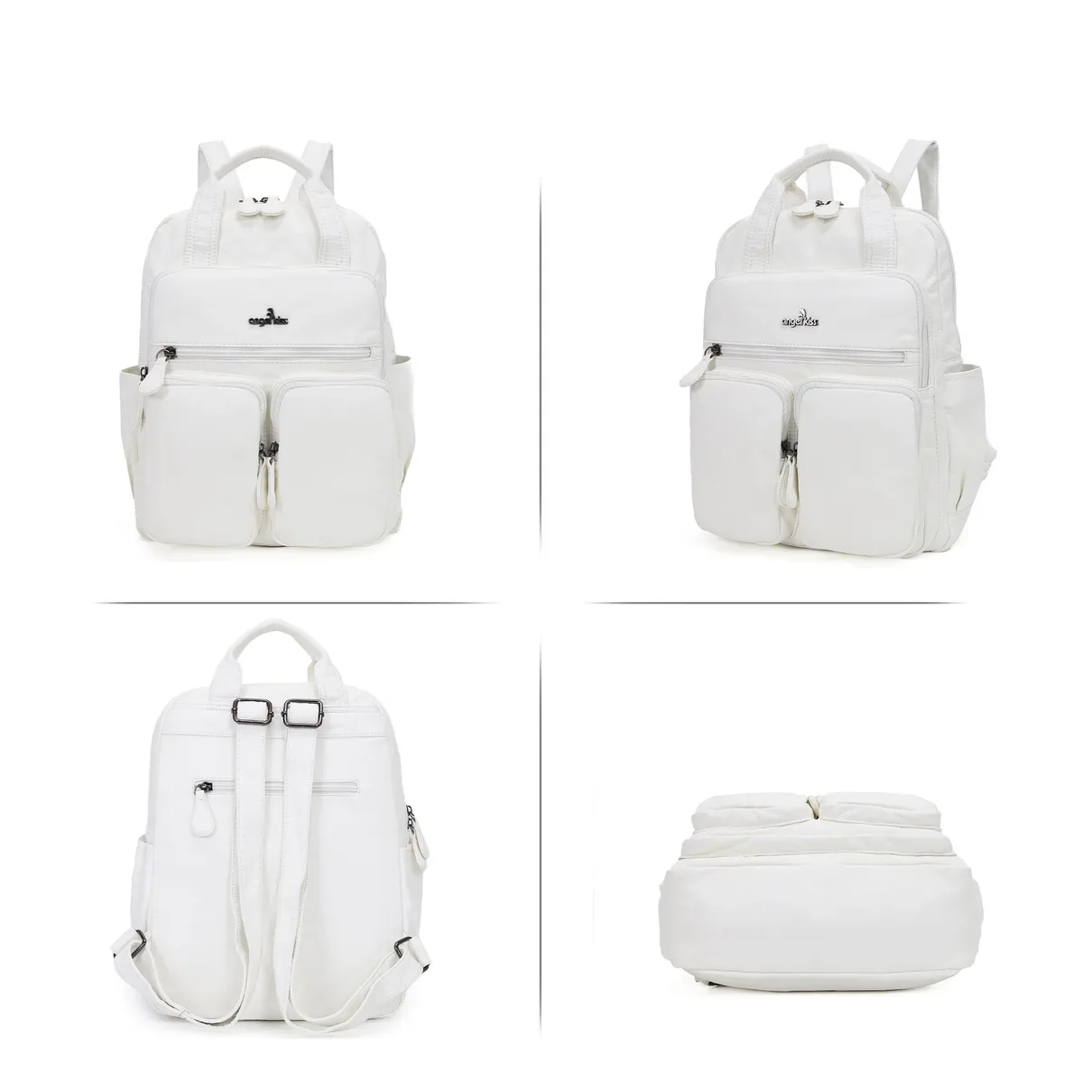 grand sac d'école pour femmes, couleur unie, multi-poches, mode voyage, grand sac à dos pour la rentrée scolaire