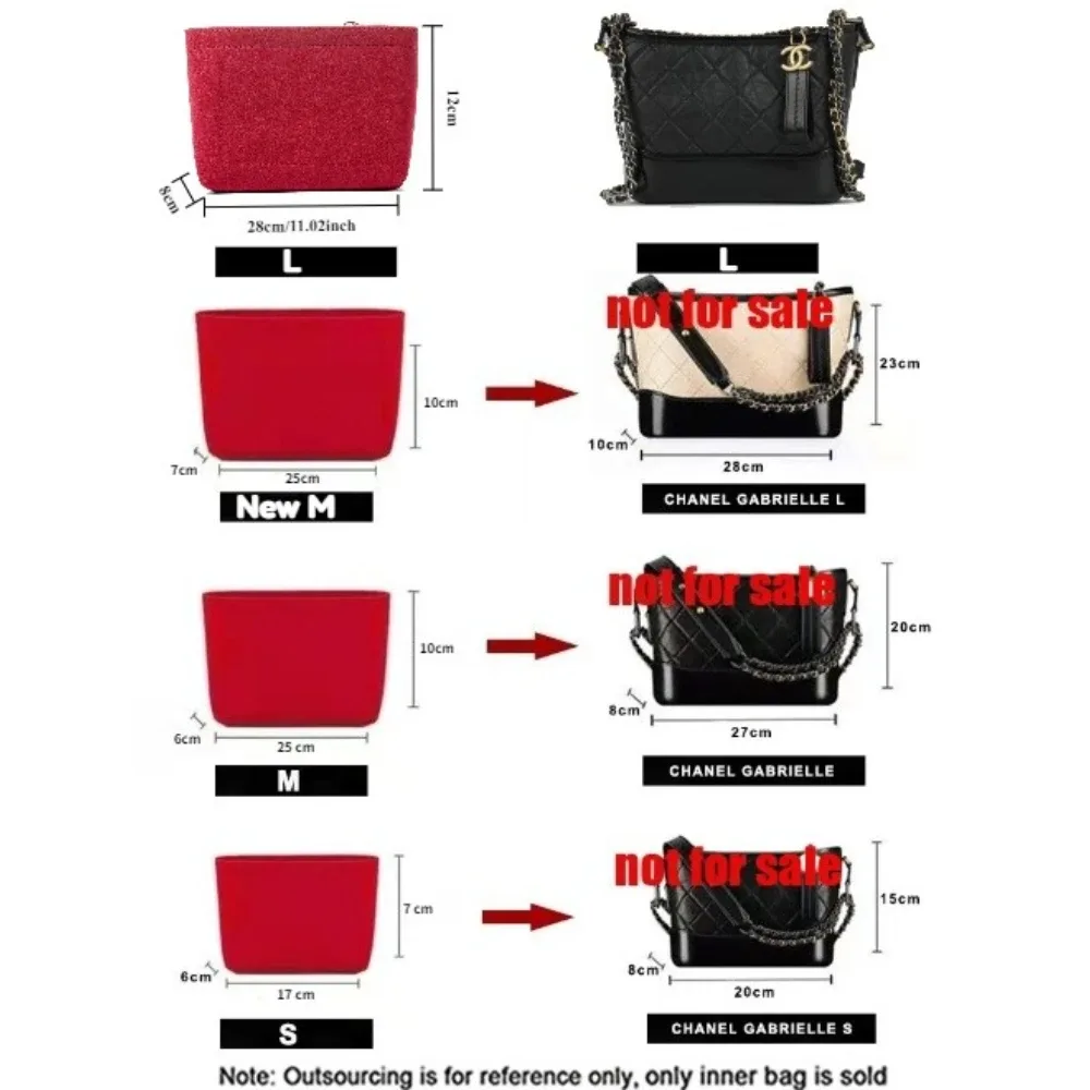organisateur de sac de luxe en feutre avec fermeture éclair latérale, doublure intérieure portable et séparateur de forme pour sac à bandoulière