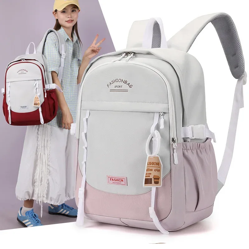 sac à dos pour collégiennes, style ins, collège, lycée, polyvalent, bloc de couleur double
