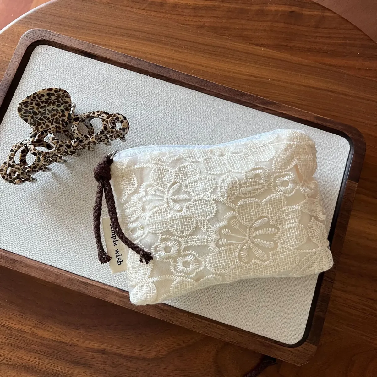 mini trousse de maquillage rétro en dentelle brodée, porte-monnaie à fermeture éclair, petit organisateur de cosmétiques, pochette pour serviettes hygiéniques, porte-cartes