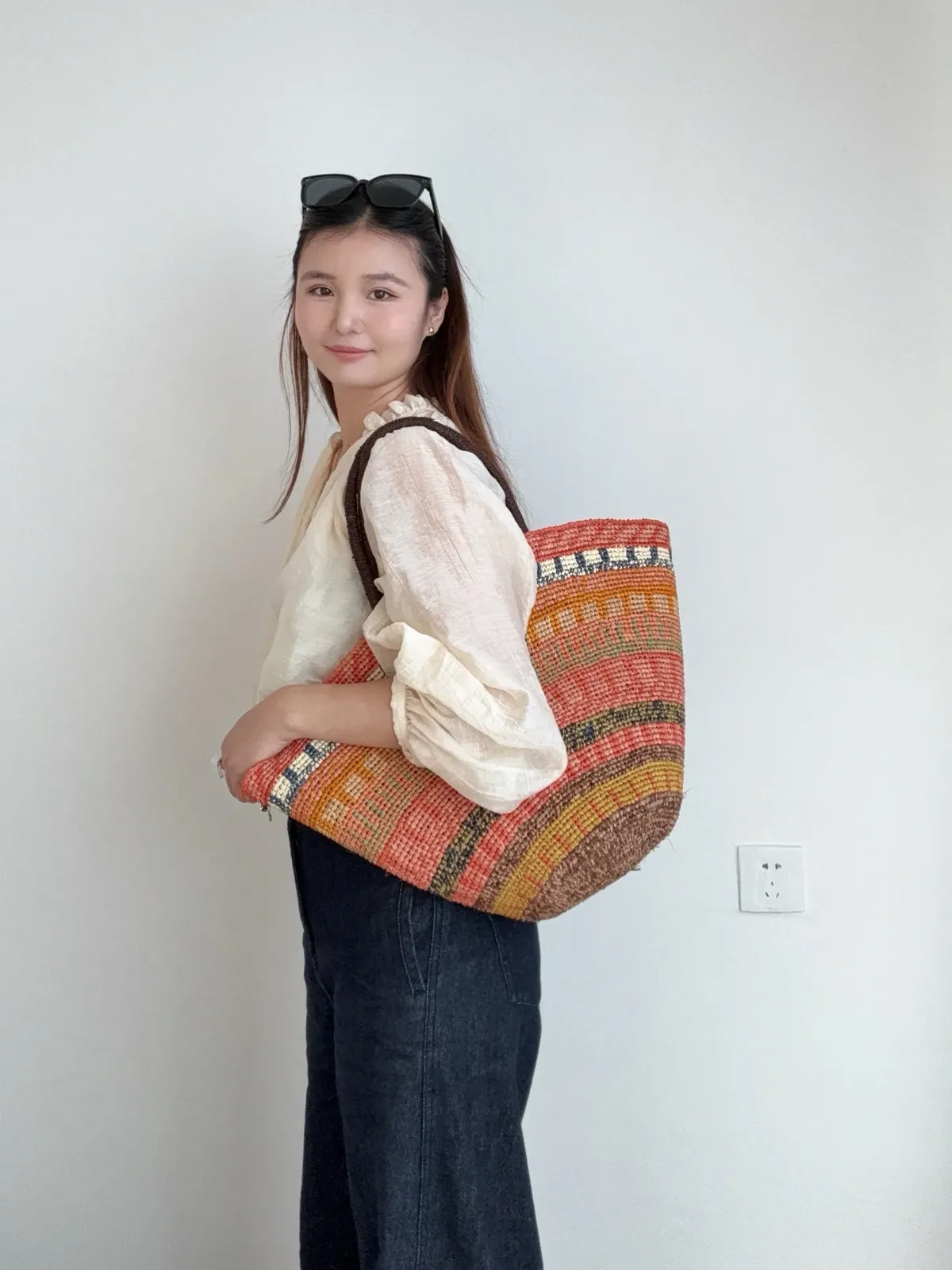 sac à bandoulière en raphia coloré pour femme, sacs à main de luxe de créateur, grand sac fait main, sacs de plage d'été, vente en gros de haute qualité