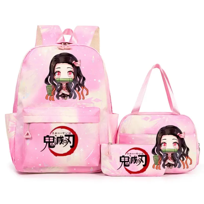 sac à dos demon slayer nezuko kamado pour adolescents, cartable de grande capacité avec sac à bandoulière pour usage quotidien, pour filles et femmes, mochilas de voyage