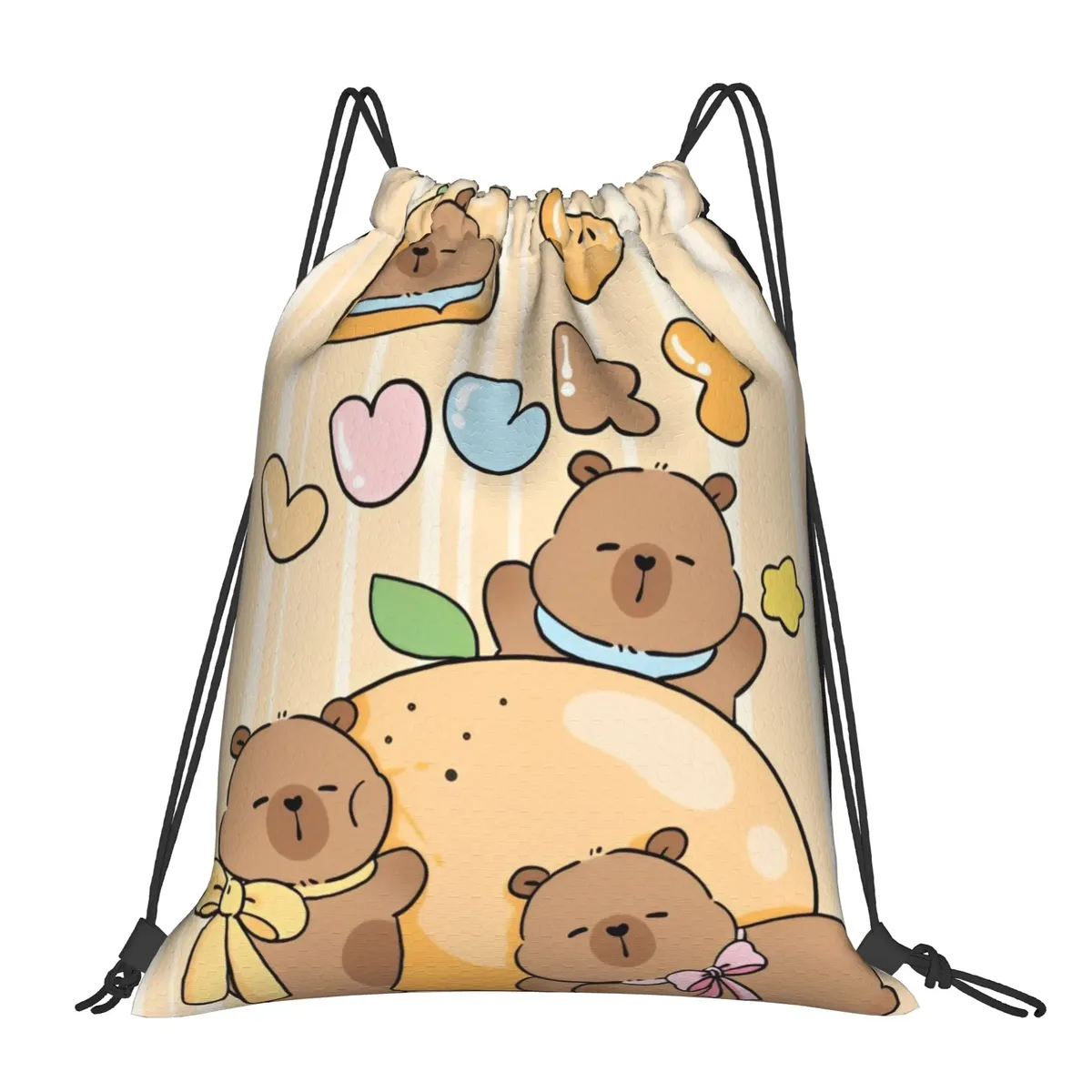 sac à dos à cordon de serrage capybara mignon, sac de sport résistant à l'eau, sac à cordon pour le yoga, 36 cm (largeur) x 43 cm (hauteur)
