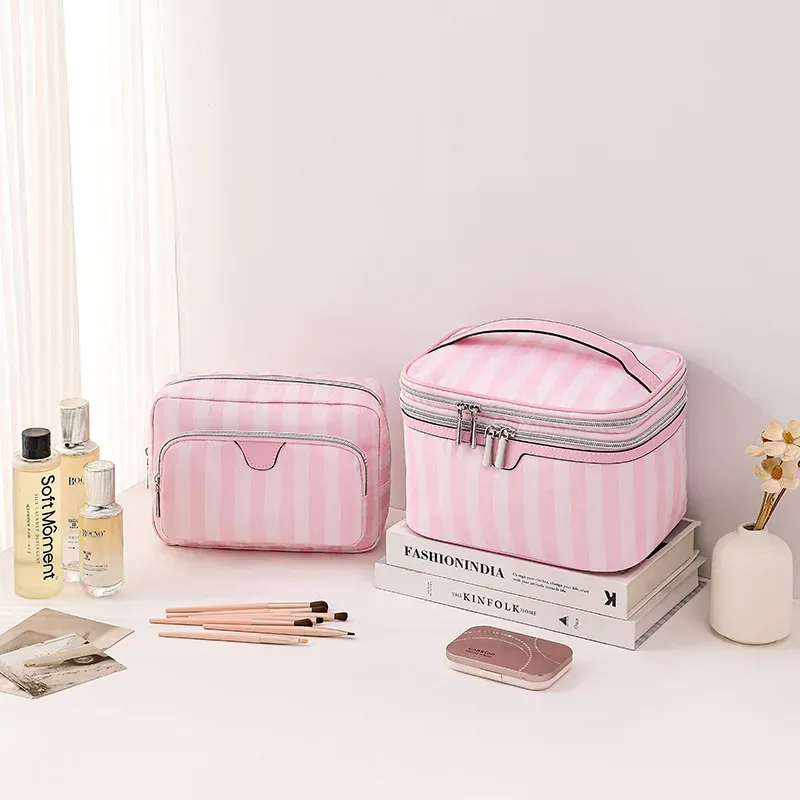 trousse de maquillage grande capacité avec compartiments, organisateur cosmétique portable de voyage avec rangement pour rouge à lèvres