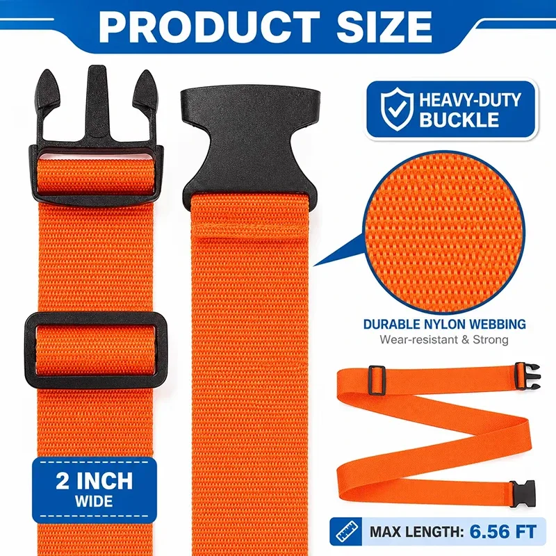 nouvelle sangle de bagage réglable de 2 m, ceinture croisée pour l'emballage, sangle de voyage en nylon avec boucle de verrouillage, ceintures pour bagages, accessoires pour sacs de camping