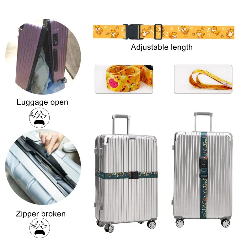 sangle de bagage de voyage, ceinture d'emballage réglable, accessoires de valise, périmètre de 180cm