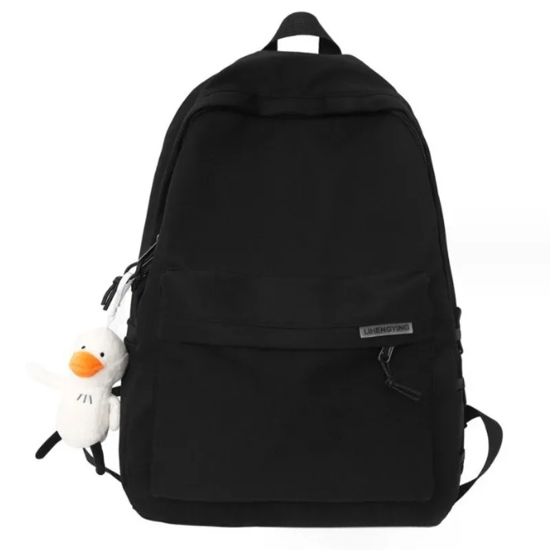 sac à dos minimaliste avec pendentif canard, poches multi-compartiments, idéal pour l'école quotidienne des étudiants, voyages décontractés pour hommes et femmes