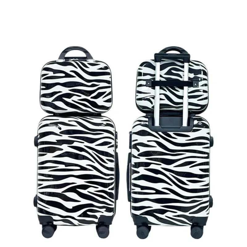 bagage imprimé zèbre avec roulettes - valise de voyage unisexe durable, 360 ° sac de chariot à roulettes universel