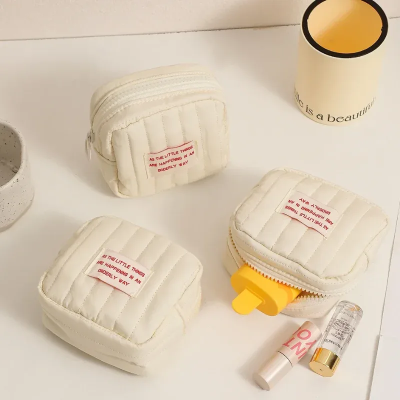 sacs de rangement portables pour rouge à lèvres, petit sac de maquillage carré coréen, petits écouteurs pour étudiants, portefeuille zéro fille, mini sac à cosmétiques