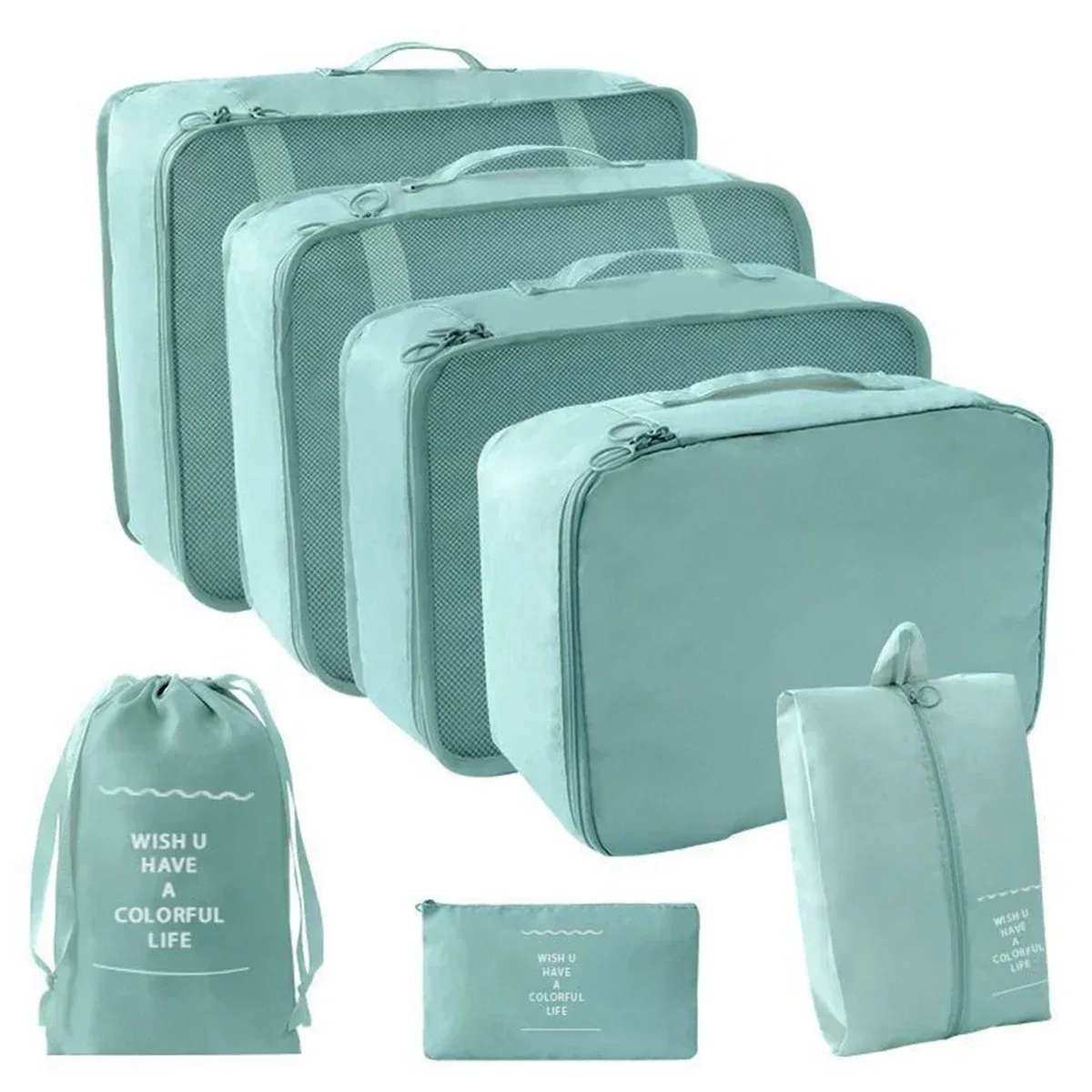 ensemble de 7 cubes d'emballage de voyage, organisateur de bagages à compression transparent pour valises, vêtements et voyages