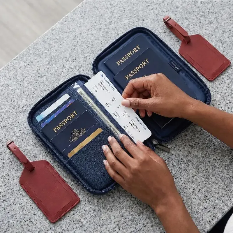 étui de protection imperméable pour passeport, housse de protection multifonction pour passeport, étui à fermeture éclair pour documents, accessoires de portefeuille de voyage