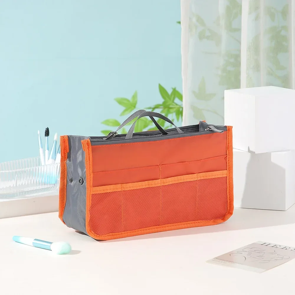 trousse de maquillage multifonctionnelle de grande capacité, sac de rangement portable à double fermeture éclair pour articles de toilette, sac de rangement de voyage pour maman, cosmétiques multi-poches