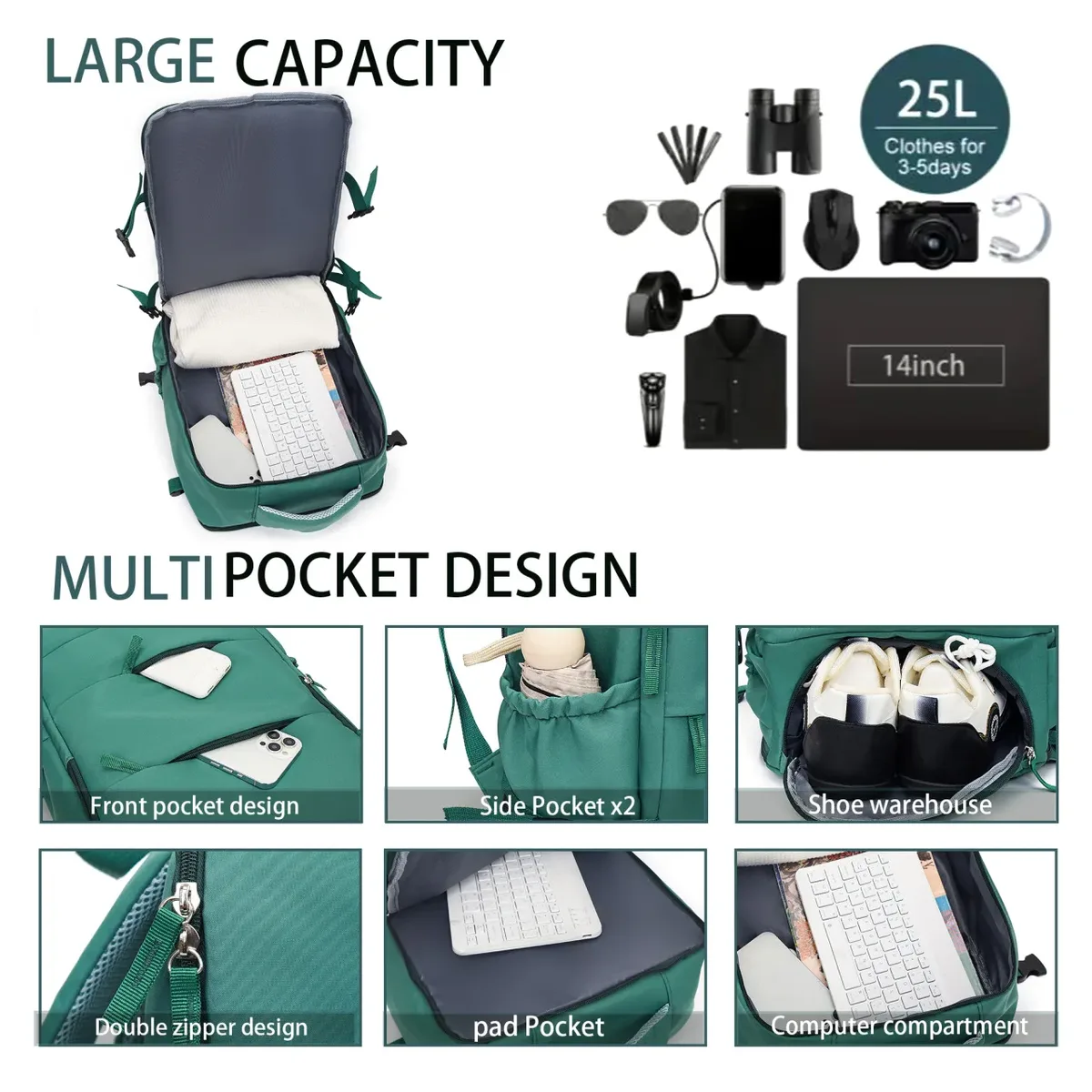 sac à dos de voyage, multifonctionnel, simple et léger, sac à dos pour ordinateur portable, sac de voyage d'affaires, sac d'école