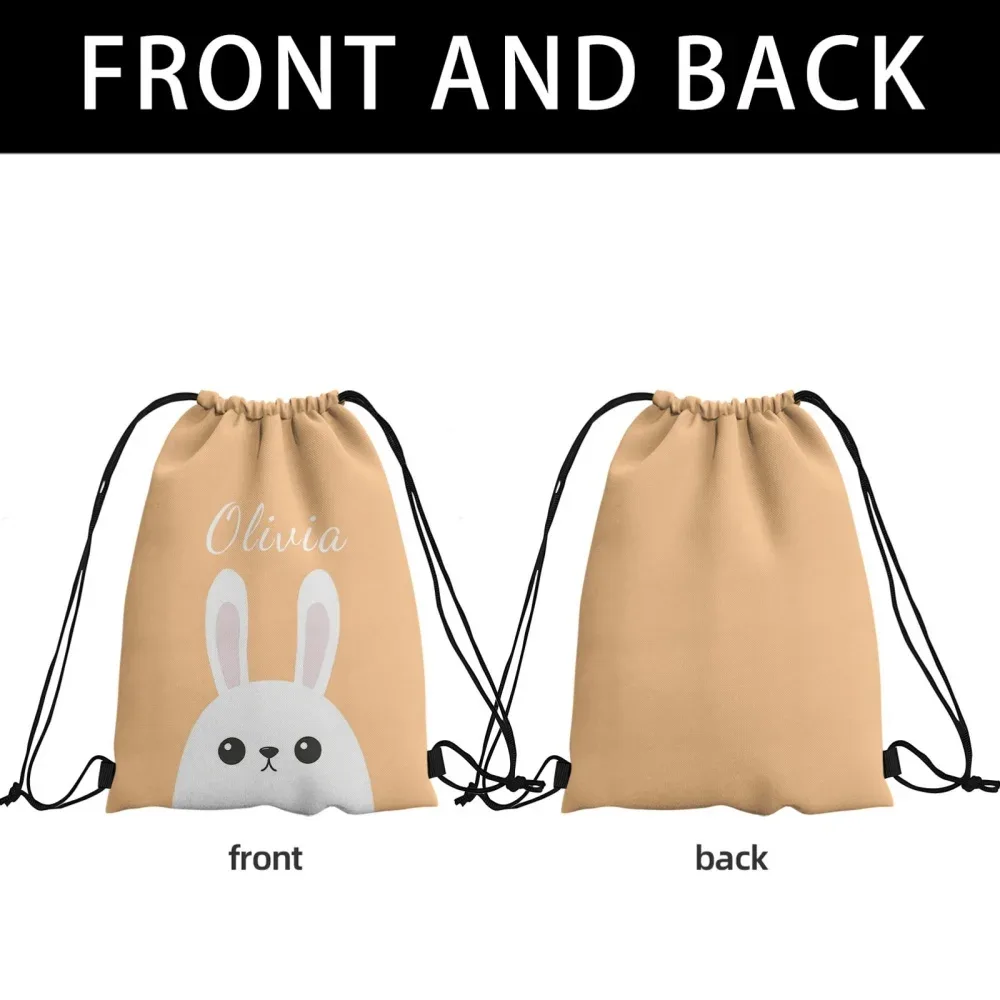 sac à dos personnalisé avec cordon de serrage, motif lapin de pâques, nom personnalisé, sac pour enfants, sac à cordon idéal pour la chasse aux œufs de pâques, cadeau pour l'extérieur