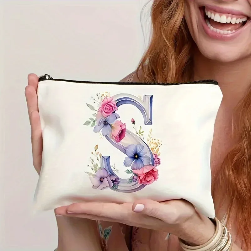 trousse de maquillage pour femme a-z lettre motif créatif sacs de maquillage sac de rangement sacs à fermeture éclair pochette de maquillage
