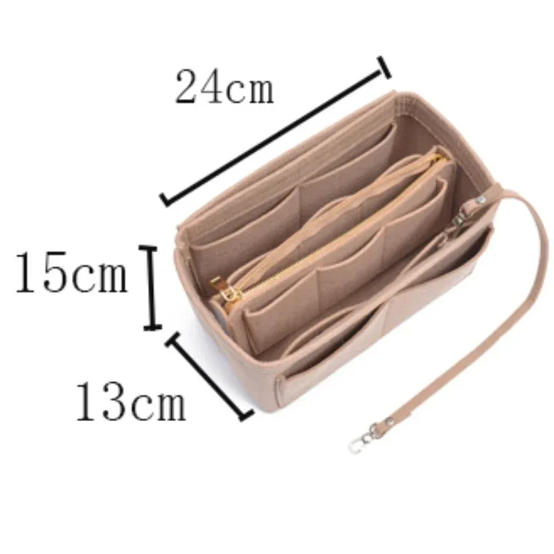 sac de rangement de maquillage multifonctionnel de grande capacité, doublure de gril en feutre, sac de voyage portable dans un sac, évaluation cosmétique