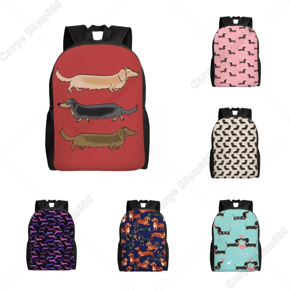 sac à dos dachshund dogs pour garçons et filles, saucisse wiener, sacs de voyage pour l'école ou le collège, sac à livres pour femmes et hommes, convient pour ordinateur portable 15 pouces