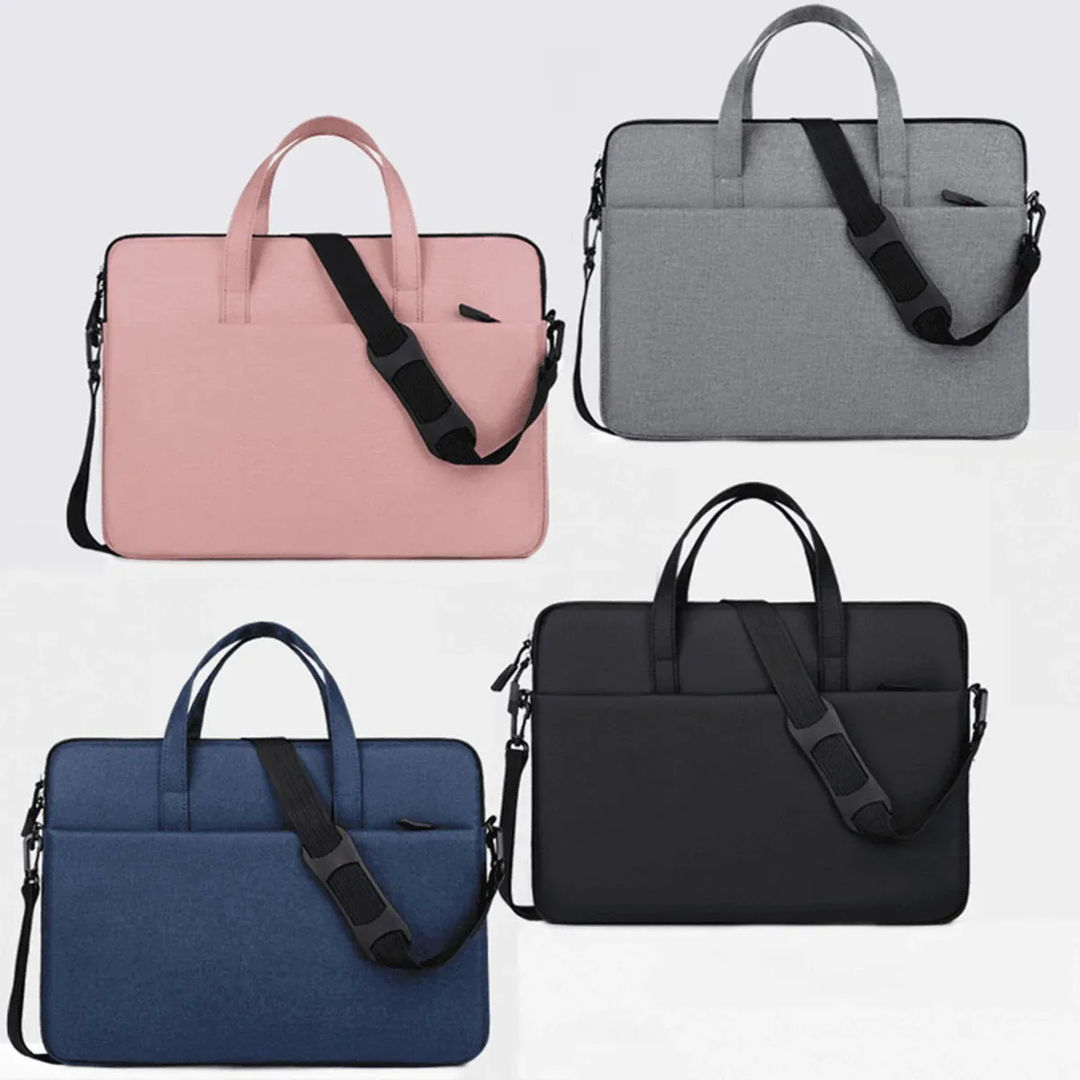 Sac pour ordinateur portable léger et antichoc, imperméable, multi-poches, à porter à la main ou en bandoulière, avec sangle détachable, idéal pour le travail
