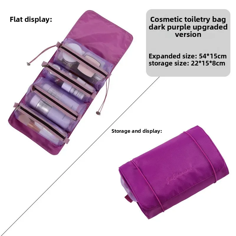 sac de maquillage détachable 4 en 1, grande capacité, pliable, organiseur de cosmétiques de voyage, rangement pour articles de toilette avec poignée
