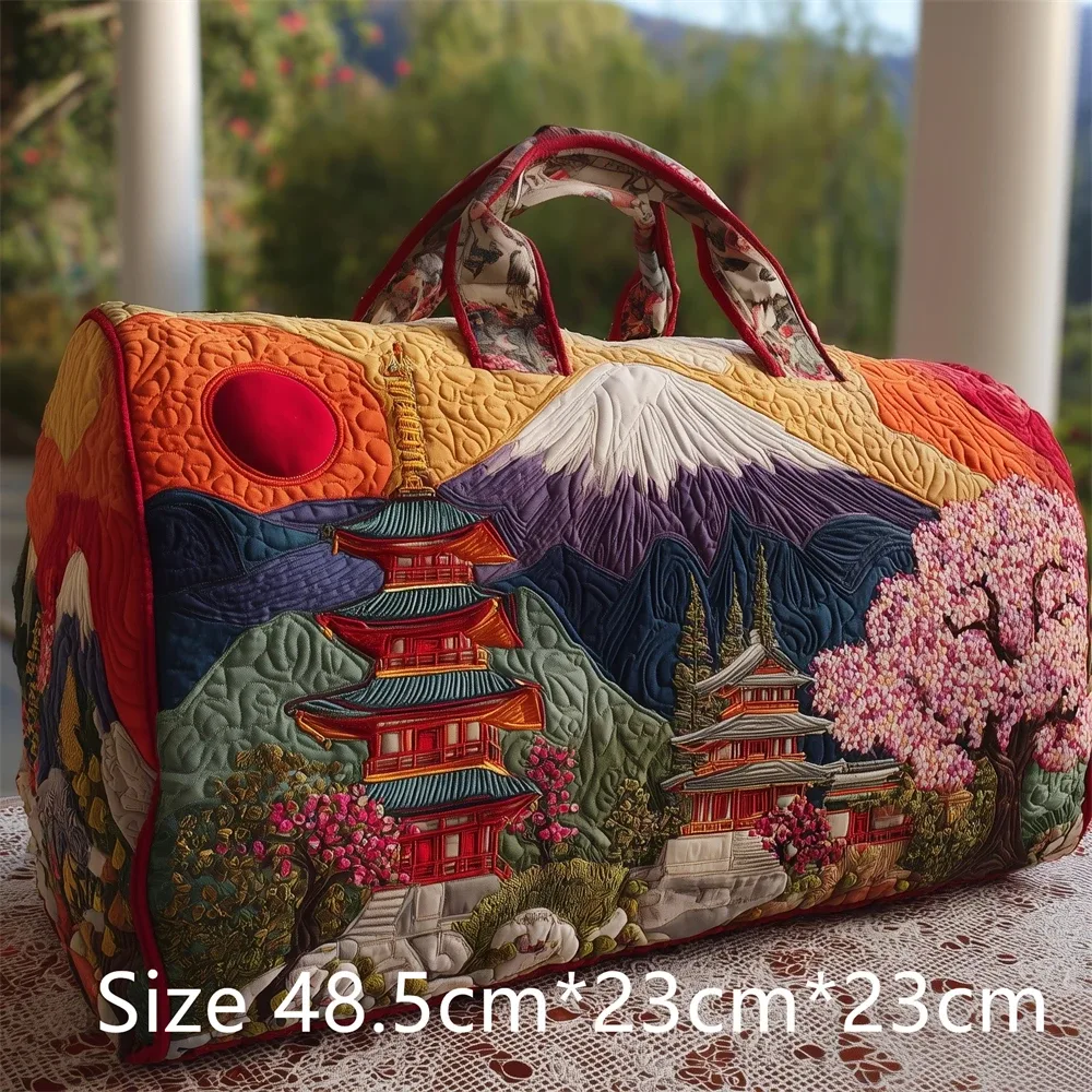 sac de voyage matelassé 3d de style japonais, imprimé fuji sakura koi fish, grande capacité, sac de voyage pour week-end, sac de sport, sac fourre-tout unisexe