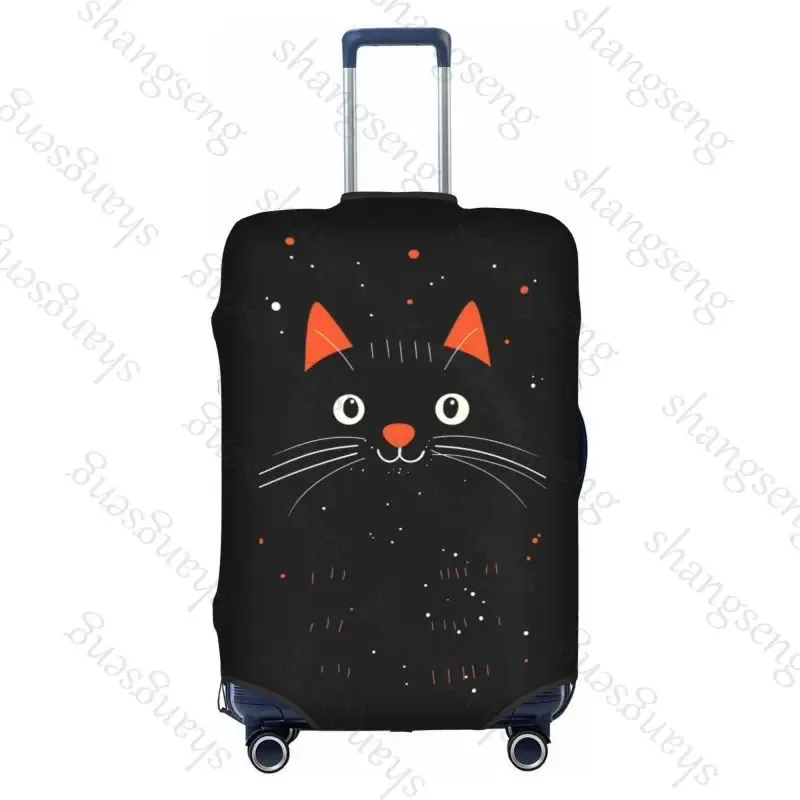 housse de protection élastique épaisse pour bagages, chat noir de dessin animé mignon, combinaison à fermeture éclair pour sac de 18 à 32 pouces, housse de chariot pour valise de voyage