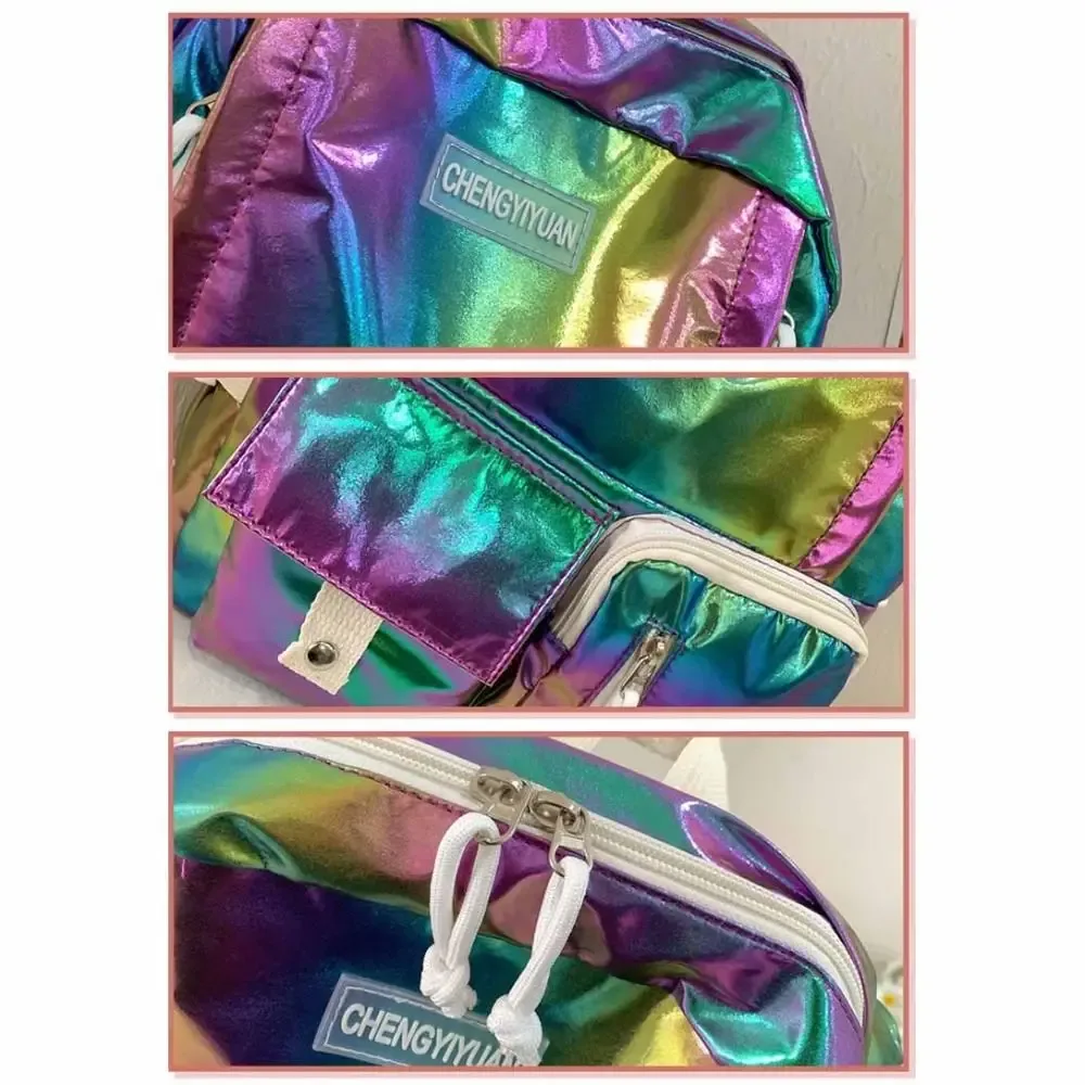 cadeau multi-poches laser sac à dos style coréen grande capacité étudiants sac d'école sac à main sac de rangement sac à bandoulière sacs à dos