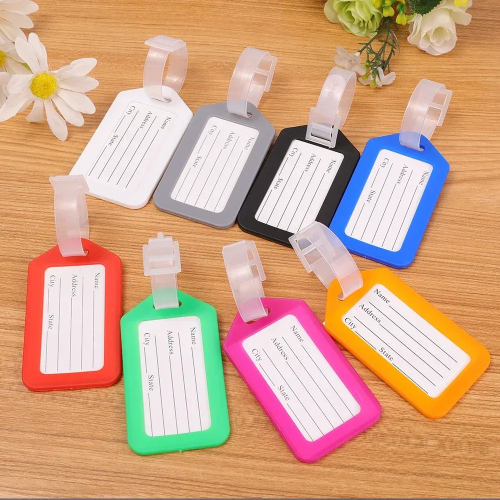 étiquettes de bagages colorées pour sac de visite, nom de valise, lettres personnalisées pour avion, accessoires de voyage attro, 1/10 pièces