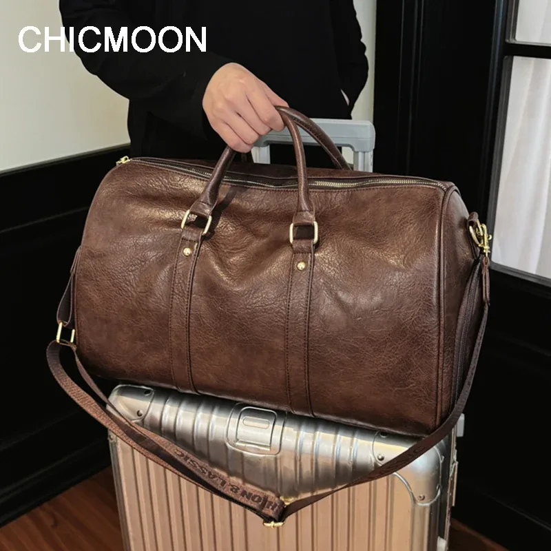 sac de voyage pour homme, sac de sport de luxe grande capacité, sac de voyage en cuir pu, sac à bandoulière portable et durable, sac de sport, sac de voyage extérieur