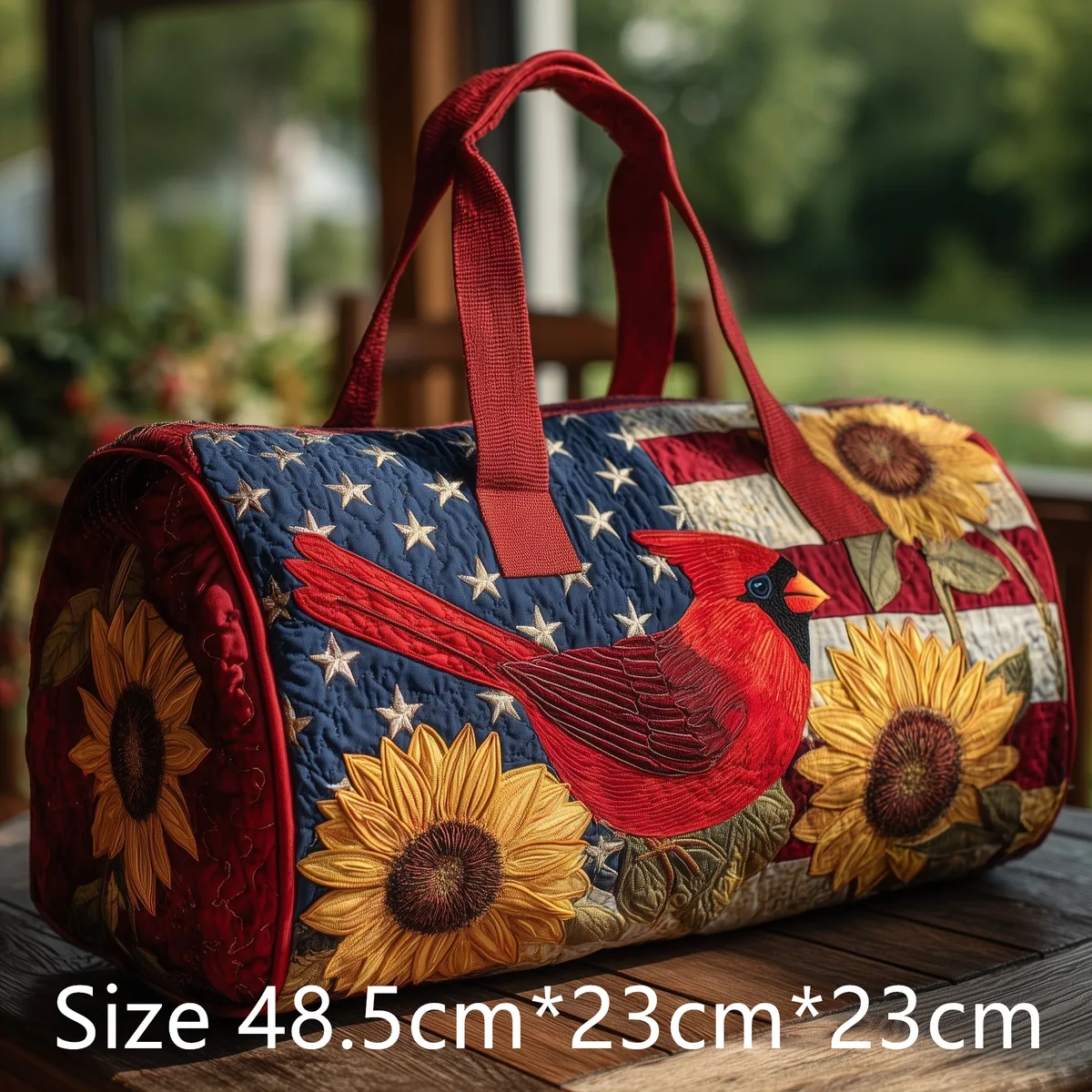 sac de voyage matelassé vintage pour femme, motif étoiles et rayures patriotiques, imprimé 3d roses et cardinaux, sac de week-end, sac de sport, sac de nuit