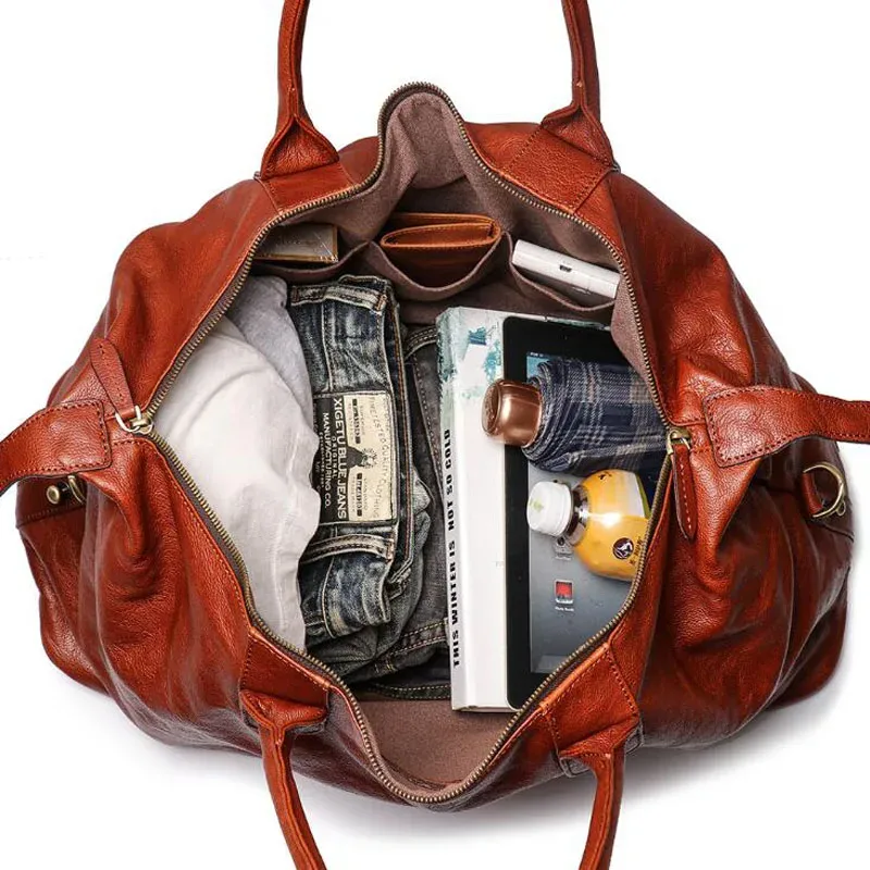 sac de voyage de luxe en cuir véritable pour hommes, sac à bagages polochon de grande capacité, sac de week-end, sac à bandoulière de nuit, gym rétro