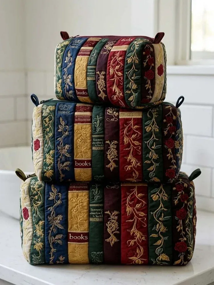 sacs cosmétiques matelassés imprimés en 3d tendance, pochette de rangement de maquillage de voyage pour femmes, motifs floraux et animaux vintage, imprimés pour le camping