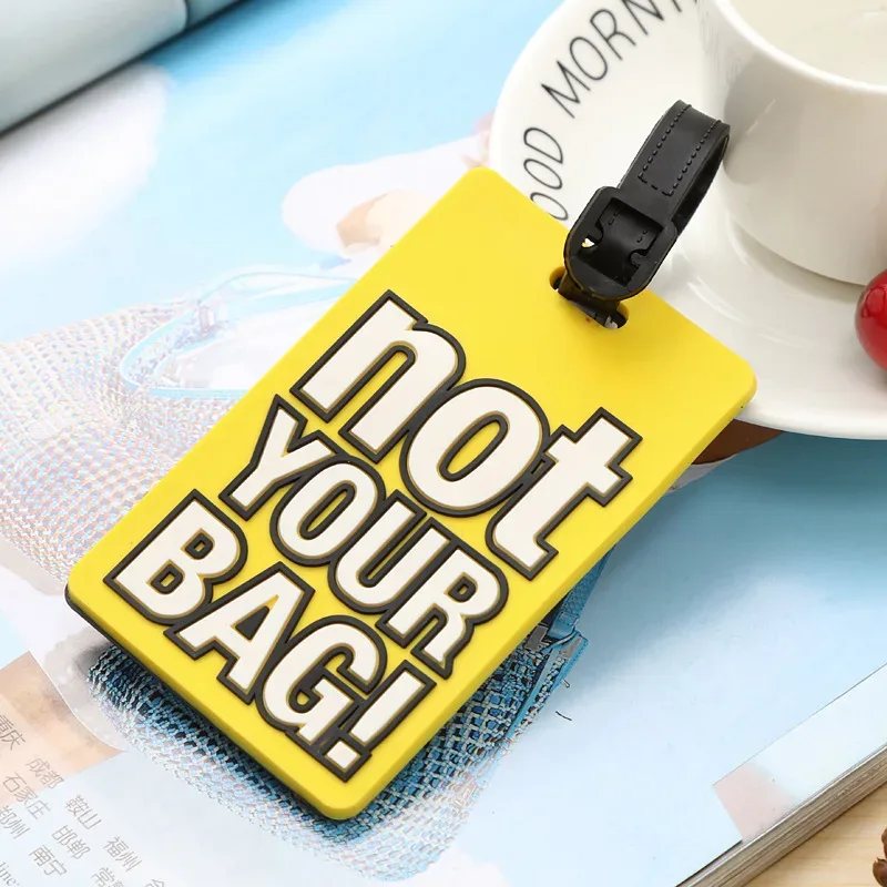 étiquette de voyage portable en silicone, étiquette de bagage, style dessin animé, étiquette de valise, lettre créative, pas votre sac, accessoires de voyage, mode