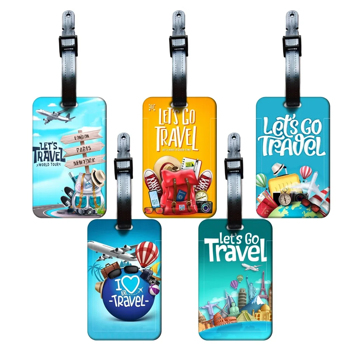 Étiquette de bagage Let's Go Travel en ABS, porte-adresse créatif pour valise, accessoire d'embarquement portable pour bagages