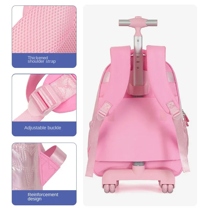 3 pièces/ensemble enfants bagages roulants sac à dos pour adolescents filles chariot de voyage sacs d'école avec roues étudiants sac à dos à roulettes