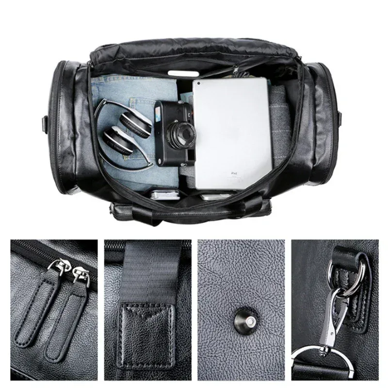 sacs à main de voyage en cuir pu rétro pour hommes d'affaires, sac à bagages de grande capacité, sac de sport pour hommes, sac de voyage initié en plein air