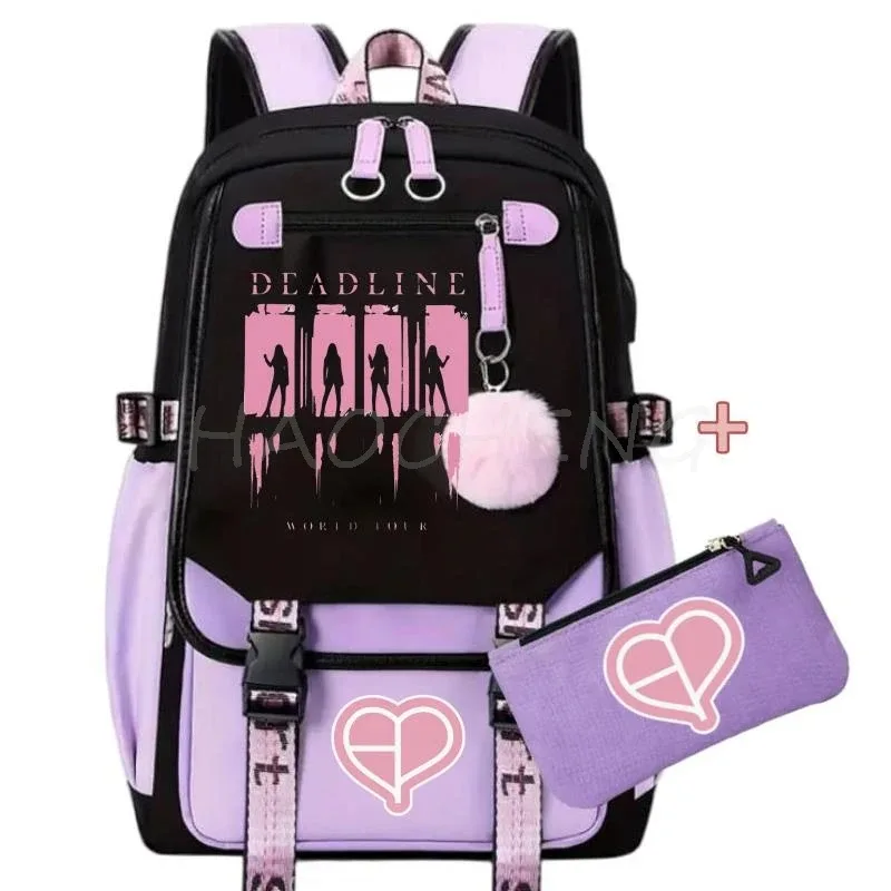 sacs à dos pour étudiants, sacs d'école roses, sacs de voyage tendance pour adolescentes, ensembles de sacs à dos noirs, roses et violets
