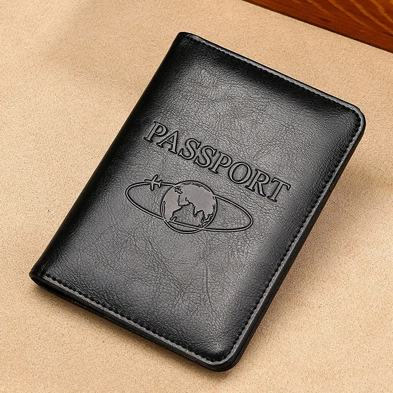 porte-passeport en cuir véritable-portefeuille de voyage bloquant rfid pour passeport et billets, étui à documents multifonctionnel