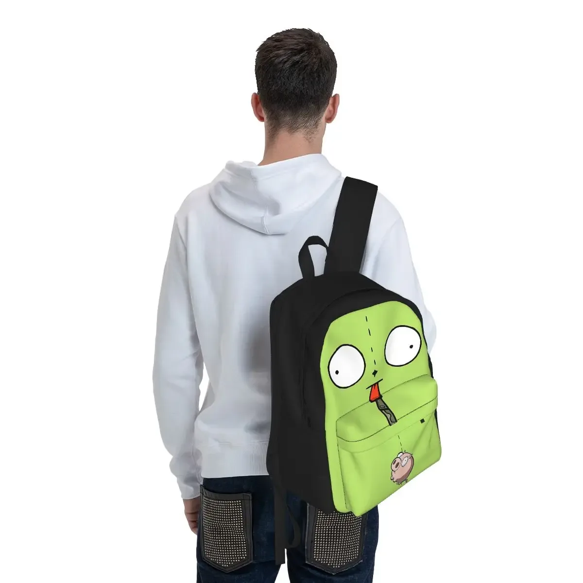 invader zim gir dib vert dib robot sac à dos mochila tendance étudiant sac d'école ordinateur portable sac à dos adolescent grand voyage sac à bandoulière