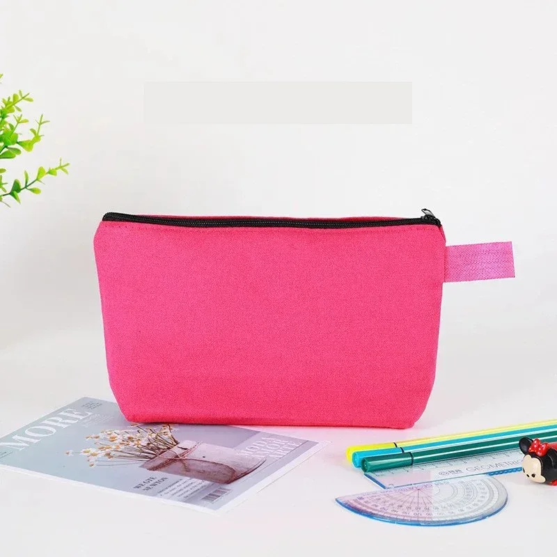 10-100 pièces de pochettes de maquillage en toile personnalisées, grande capacité, trousse à crayons avec crochet, sac de rangement pour papeterie, cadeau portable pour bureau et fête