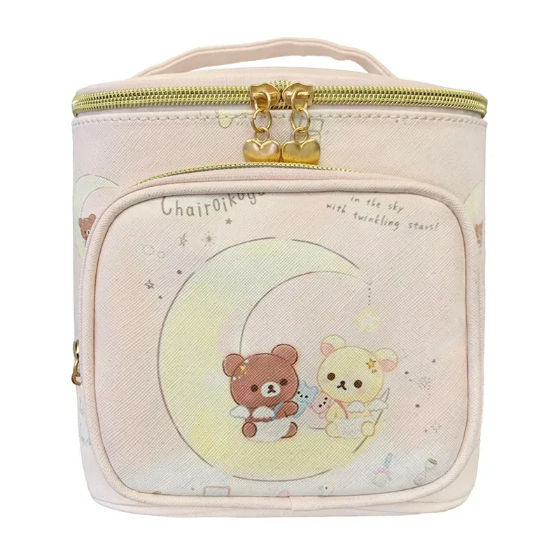Sac de maquillage Rilakkuma Korilakkuma, boîte de rangement, organisateur de grande capacité, ours ange moelleux, Kawaii, mignon, sac de voyage pour cosmétiques