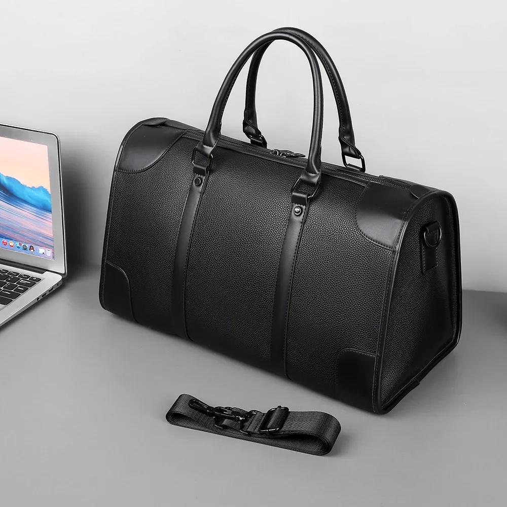 sac de voyage en cuir pu pour hommes de grande capacité, sac à main à bandoulière, sac à bagages pour voyage d'affaires