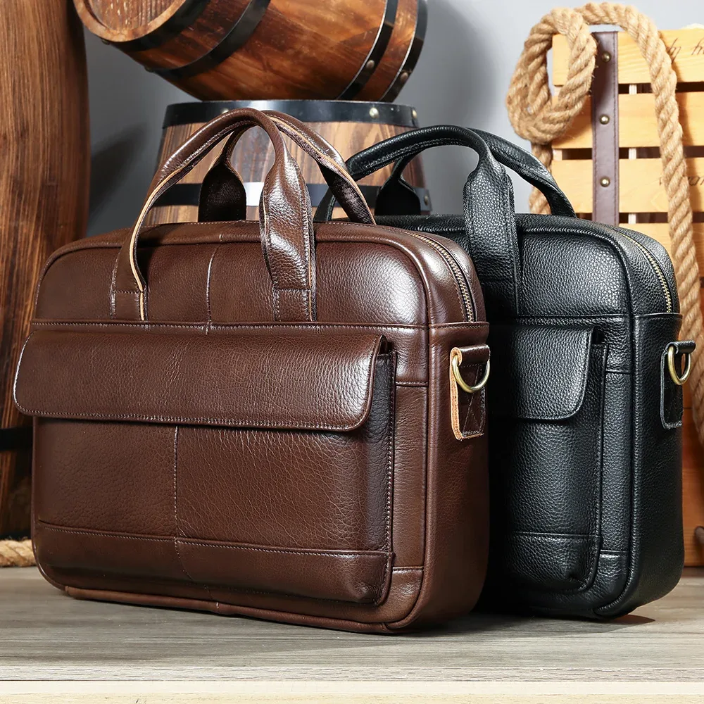 sac à main en cuir de vachette décontracté pour hommes, étui à bombes, sac à bandoulière, grande capacité, ord