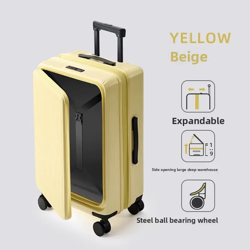 klqdzms 20 "22" 24 "26" 28 pouces bagages de voyage abs + boîtier d'embarquement pc extensible ouverture avant boîtier de chariot pour ordinateur portable valise de cabine