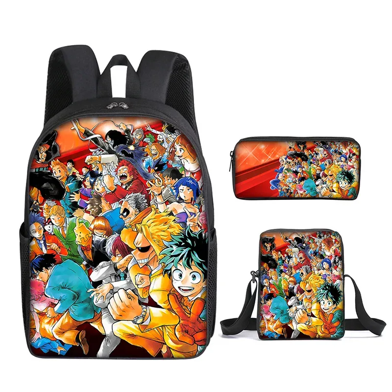 sac à dos my hero academy, sac à déjeuner, trousse à crayons, ensemble cadeau pour enfants et étudiants