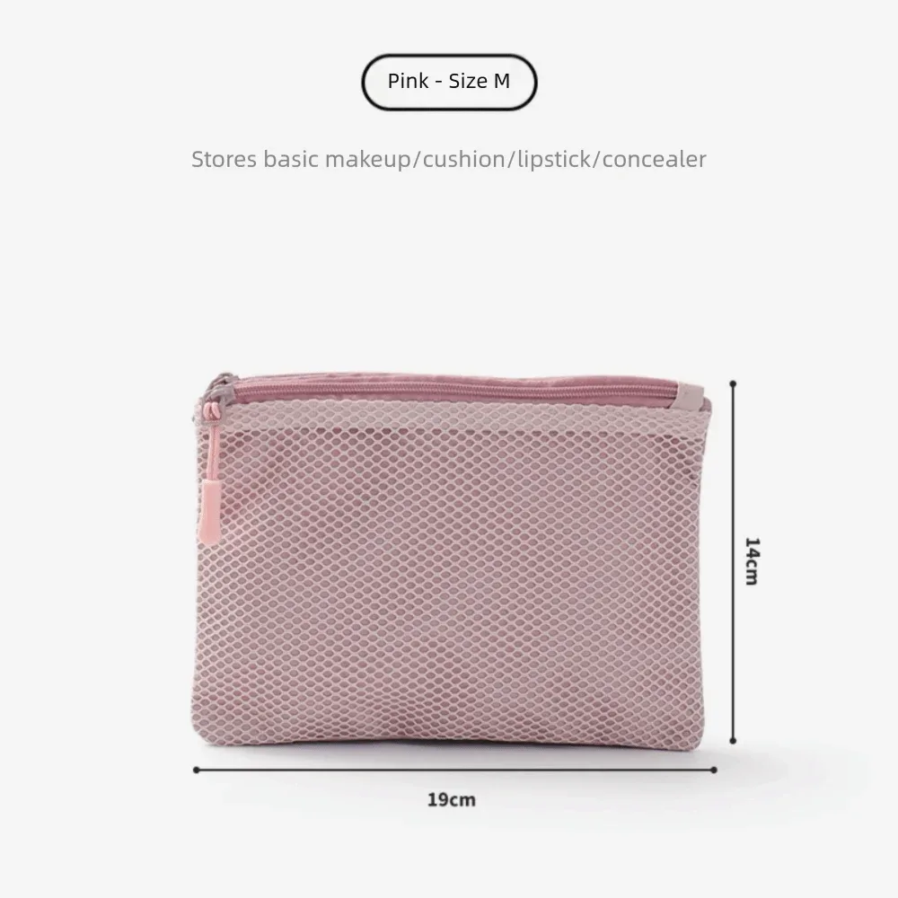 pochette de rangement polyvalente en maille à double fermeture éclair, en polyester, multi-tailles, pochette à cosmétiques double couche, pour câbles et chargeurs