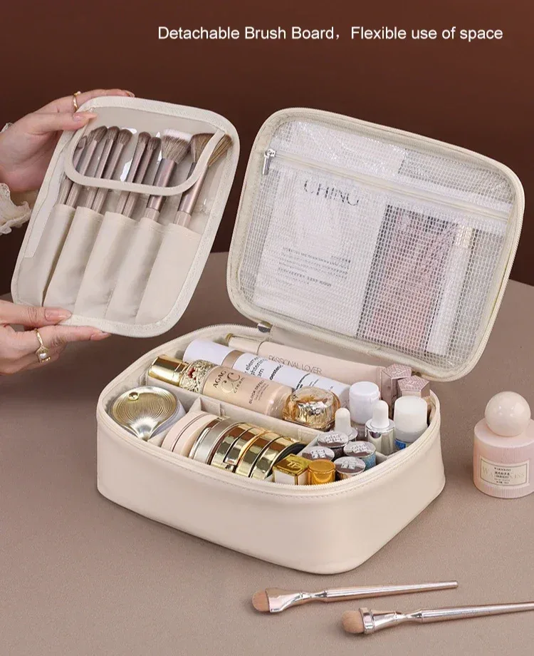 sac à cosmétiques pour femmes, trousse de maquillage double couche, grande capacité, organisateur de cosmétiques de luxe, essentiels de voyage, sac à cosmétiques pour femmes