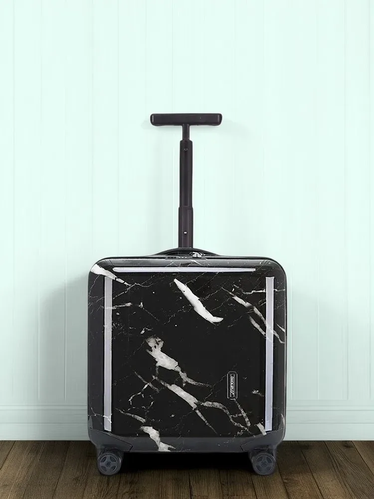 bagage à main de 18 pouces, roues spinner légères, valise à roulettes à motif de marbre, fermeture à glissière