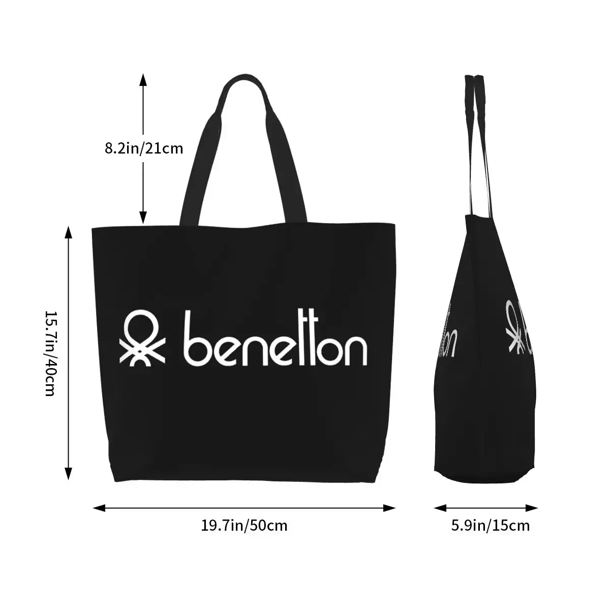 sac fourre-tout de shopping united colors of benetton, sacs à bandoulière en toile de grande capacité, sac à main d'épicerie pour femmes